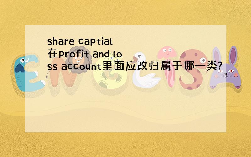 share captial 在profit and loss account里面应改归属于哪一类?