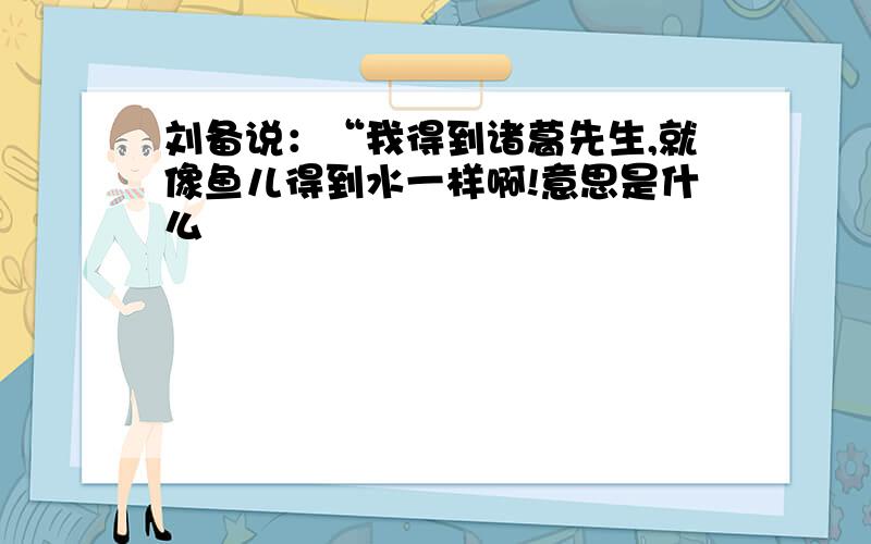 刘备说：“我得到诸葛先生,就像鱼儿得到水一样啊!意思是什么