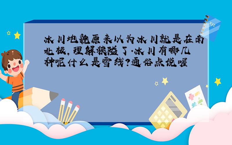 冰川地貌原来以为冰川就是在南北极,理解狭隘了.冰川有哪几种呢什么是雪线?通俗点说喔