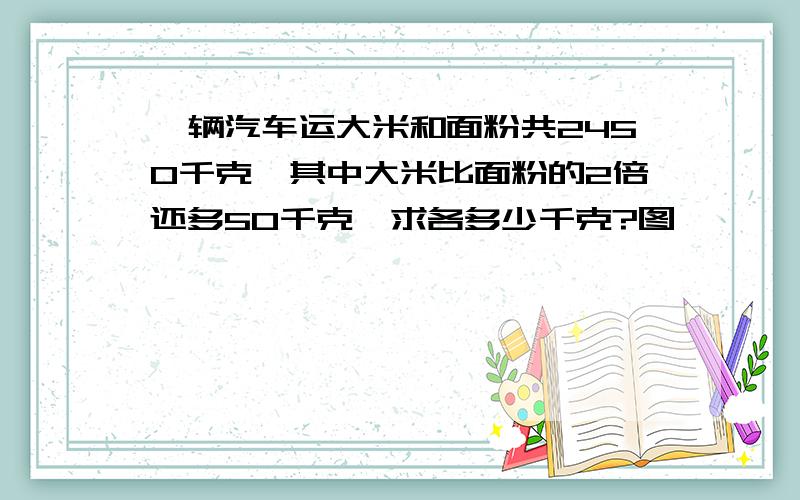 一辆汽车运大米和面粉共2450千克,其中大米比面粉的2倍还多50千克,求各多少千克?图