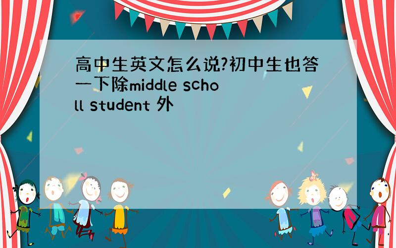 高中生英文怎么说?初中生也答一下除middle scholl student 外