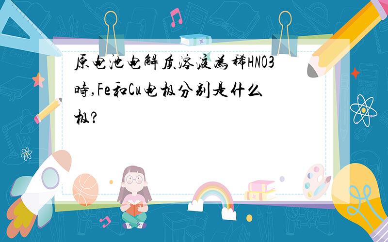 原电池电解质溶液为稀HNO3时,Fe和Cu电极分别是什么极?