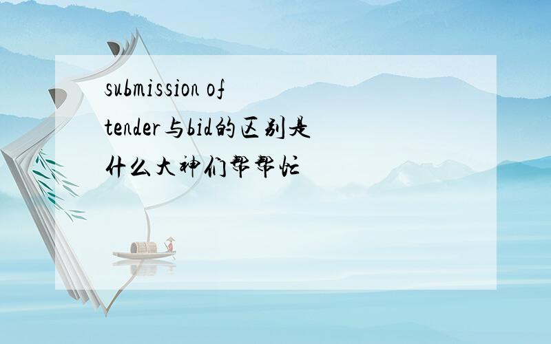 submission of tender与bid的区别是什么大神们帮帮忙