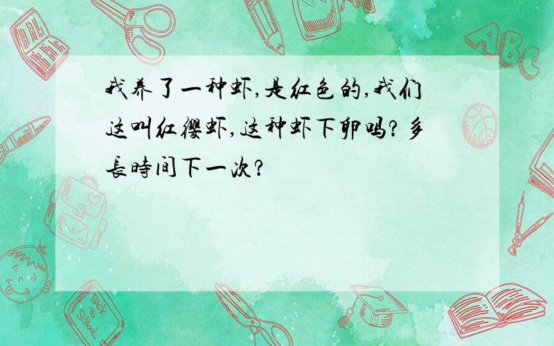 我养了一种虾,是红色的,我们这叫红缨虾,这种虾下卵吗?多长时间下一次?