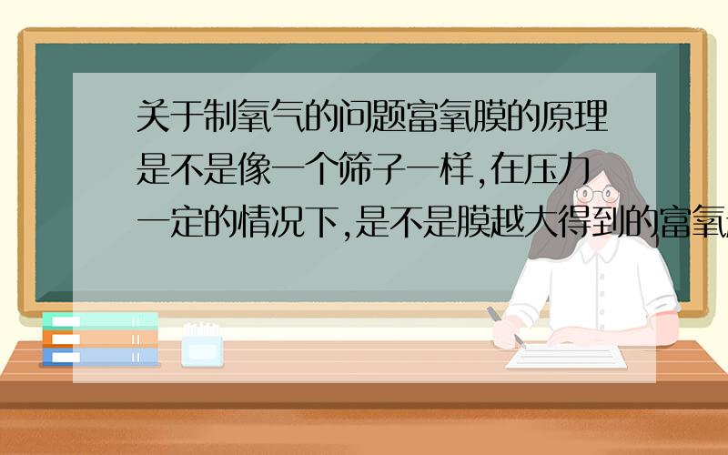 关于制氧气的问题富氧膜的原理是不是像一个筛子一样,在压力一定的情况下,是不是膜越大得到的富氧越多?