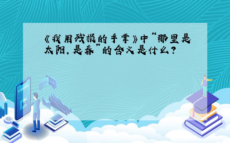 《我用残损的手掌》中“那里是太阳,是春”的含义是什么?