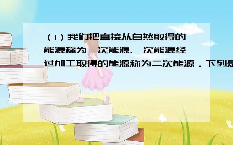 （1）我们把直接从自然取得的能源称为一次能源，一次能源经过加工取得的能源称为二次能源．下列是目前正在利用和开发的部分能源