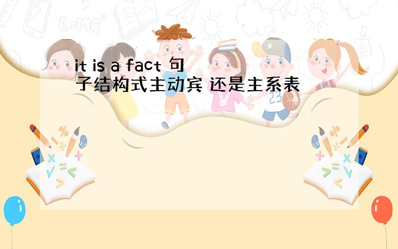 it is a fact 句子结构式主动宾 还是主系表