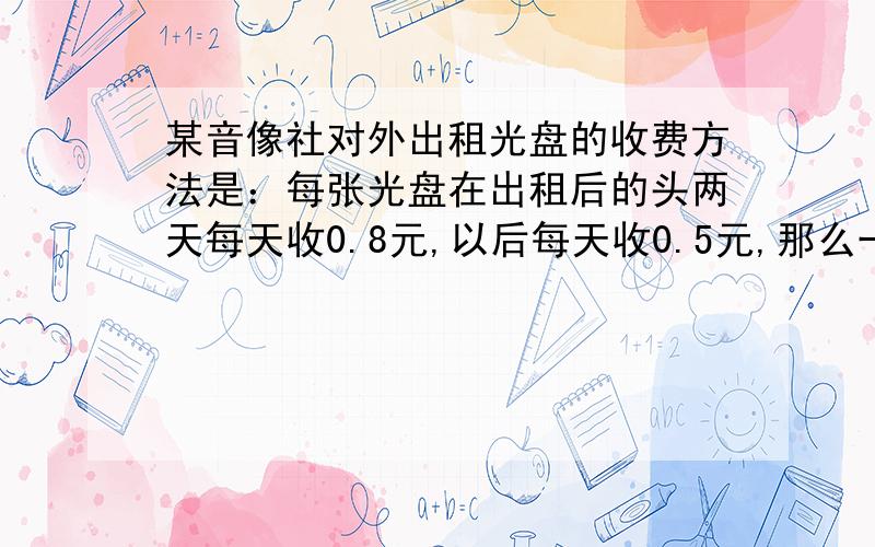 某音像社对外出租光盘的收费方法是：每张光盘在出租后的头两天每天收0.8元,以后每天收0.5元,那么一张光盘在出租后的第n