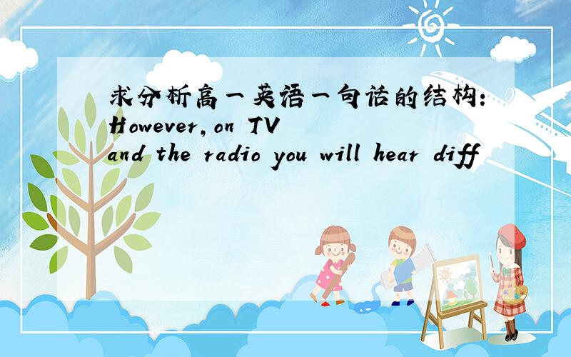 求分析高一英语一句话的结构:However,on TV and the radio you will hear diff