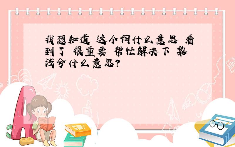 我想知道 这个词什么意思 看到了 很重要 帮忙解决下 黎浅兮什么意思?