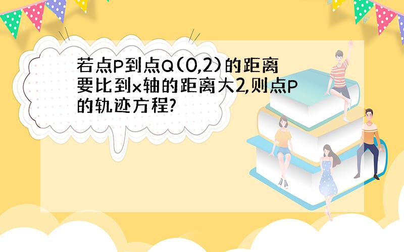 若点P到点Q(0,2)的距离要比到x轴的距离大2,则点P的轨迹方程?