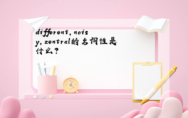 different,noisy,zentral的名词性是什么?