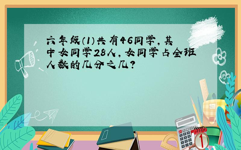 六年级（1）共有46同学,其中女同学28人,女同学占全班人数的几分之几?