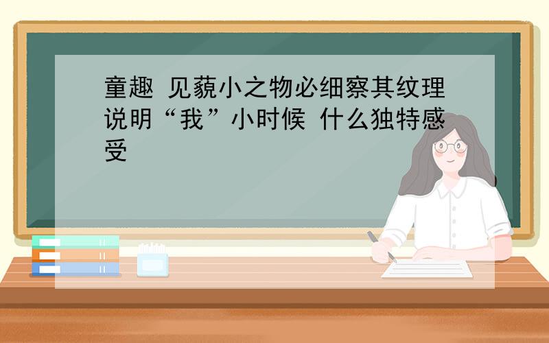 童趣 见藐小之物必细察其纹理说明“我”小时候 什么独特感受