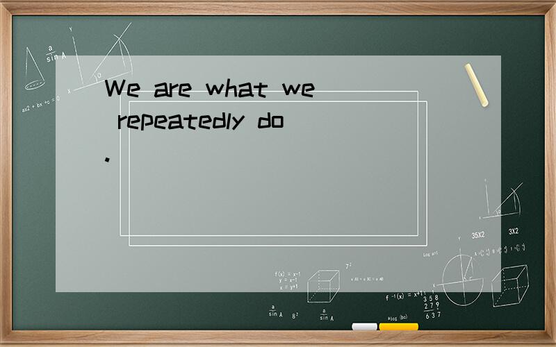 We are what we repeatedly do.