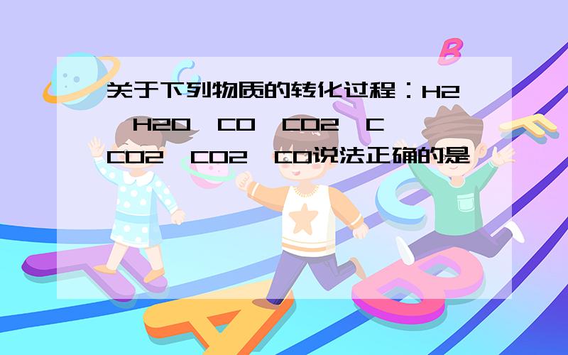 关于下列物质的转化过程：H2→H2O,CO→CO2,C→CO2,CO2→CO说法正确的是