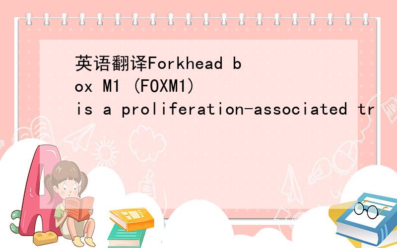 英语翻译Forkhead box M1 (FOXM1) is a proliferation-associated tr