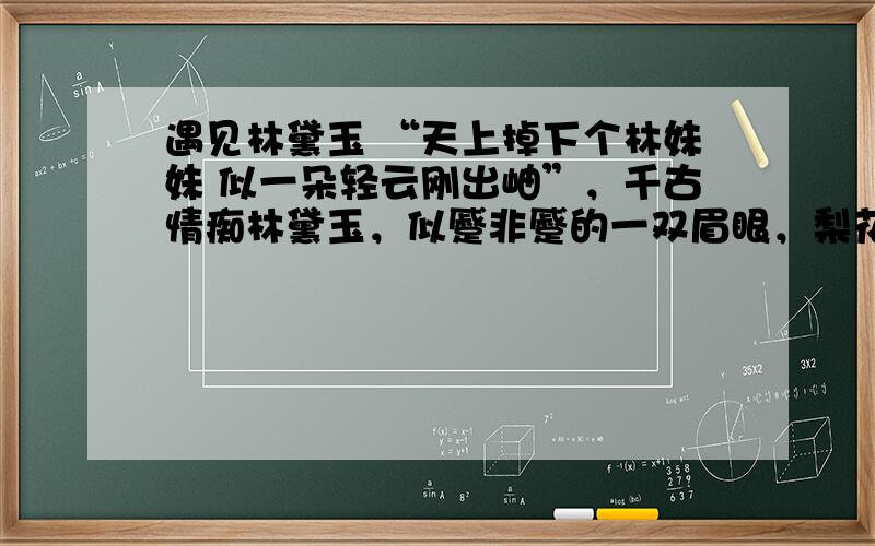 遇见林黛玉 “天上掉下个林妹妹 似一朵轻云刚出岫”，千古情痴林黛玉，似蹙非蹙的一双眉眼，梨花带雨不乏真情的吐露……这本是