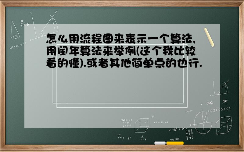 怎么用流程图来表示一个算法,用闰年算法来举例(这个我比较看的懂).或者其他简单点的也行.