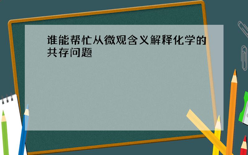 谁能帮忙从微观含义解释化学的共存问题