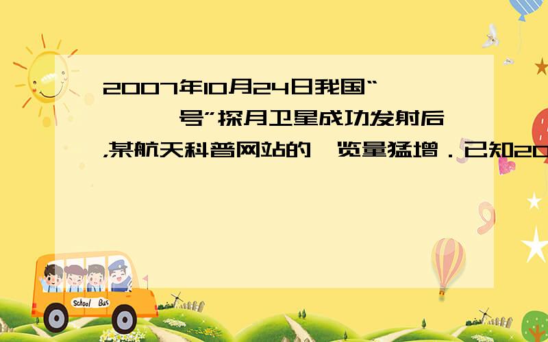 2007年10月24日我国“嫦娥一号”探月卫星成功发射后，某航天科普网站的浏览量猛增．已知2007年10月份该网站的浏览