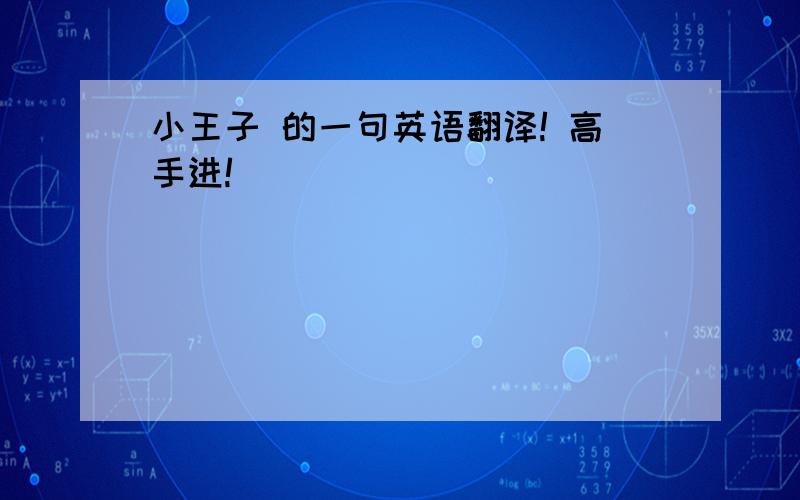 小王子 的一句英语翻译! 高手进!