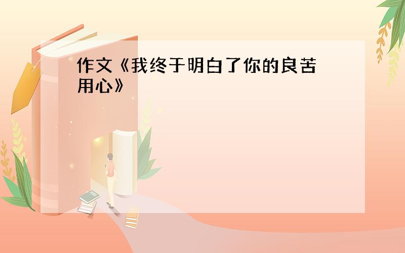 作文 《我终于明白了你的良苦用心》