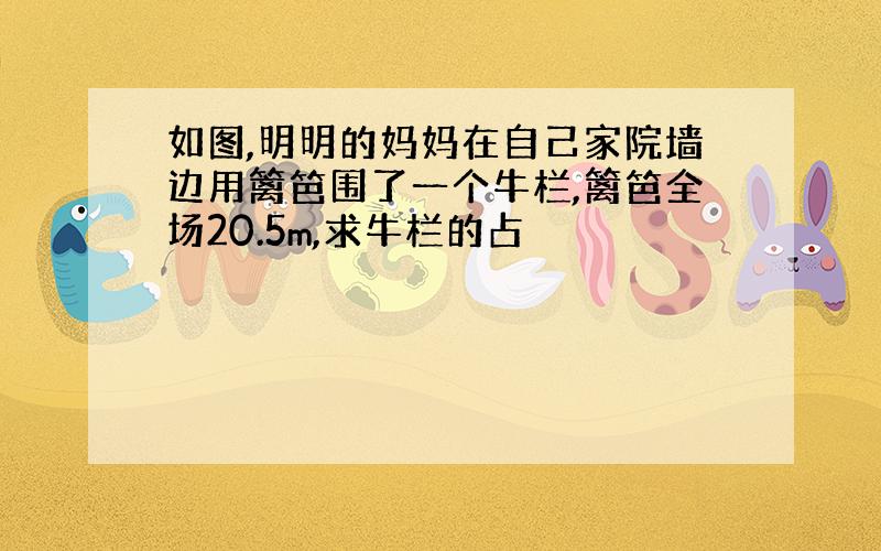 如图,明明的妈妈在自己家院墙边用篱笆围了一个牛栏,篱笆全场20.5m,求牛栏的占