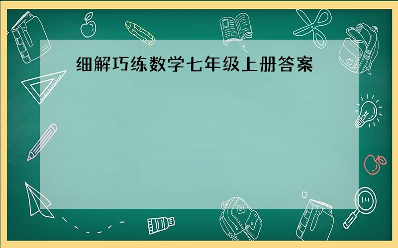 细解巧练数学七年级上册答案