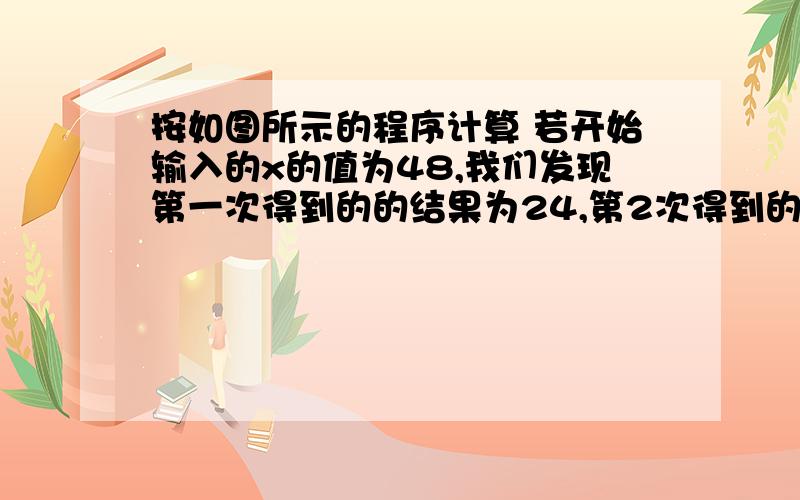 按如图所示的程序计算 若开始输入的x的值为48,我们发现第一次得到的的结果为24,第2次得到的结果为12