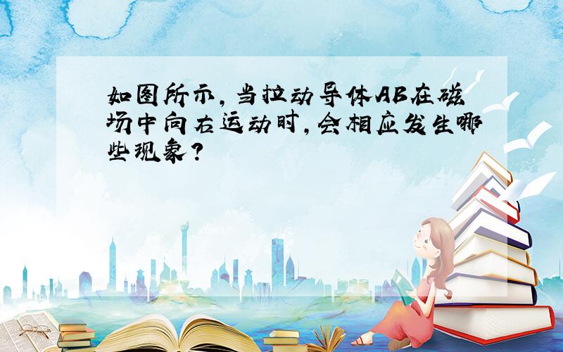 如图所示,当拉动导体AB在磁场中向右运动时,会相应发生哪些现象?