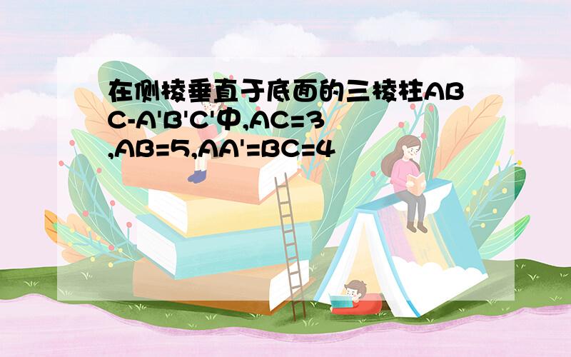 在侧棱垂直于底面的三棱柱ABC-A'B'C'中,AC=3,AB=5,AA'=BC=4