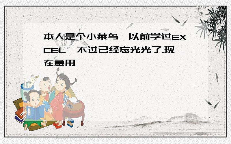 本人是个小菜鸟,以前学过EXCEL,不过已经忘光光了.现在急用,