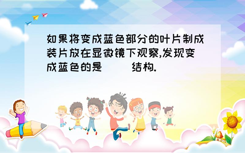 如果将变成蓝色部分的叶片制成装片放在显微镜下观察,发现变成蓝色的是（ ）结构.