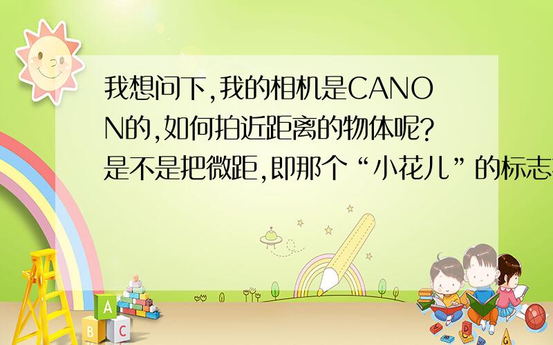 我想问下,我的相机是CANON的,如何拍近距离的物体呢?是不是把微距,即那个“小花儿”的标志打开?