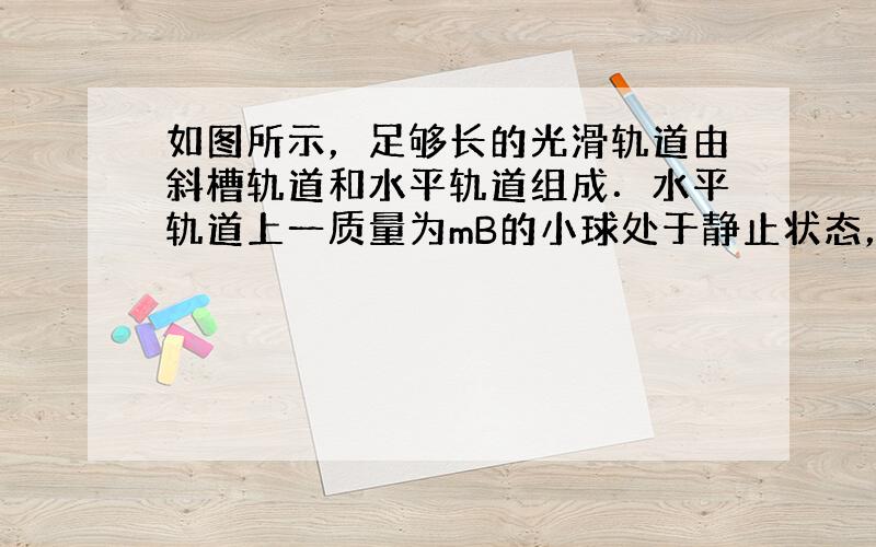 如图所示，足够长的光滑轨道由斜槽轨道和水平轨道组成．水平轨道上一质量为mB的小球处于静止状态，一质量为mA的小球沿斜槽轨