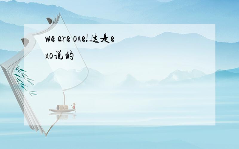 we are one!这是exo说的