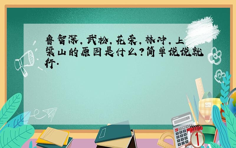 鲁智深,武松,花荣,林冲,上梁山的原因是什么?简单说说就行.