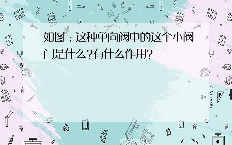 如图：这种单向阀中的这个小阀门是什么?有什么作用?