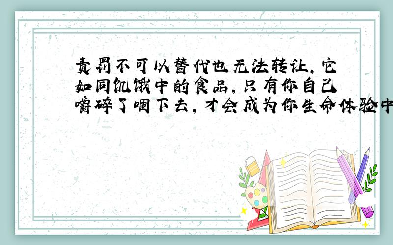 责罚不可以替代也无法转让,它如同饥饿中的食品,只有你自己嚼碎了咽下去,才会成为你生命体验中的一部分