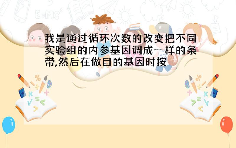 我是通过循环次数的改变把不同实验组的内参基因调成一样的条带,然后在做目的基因时按