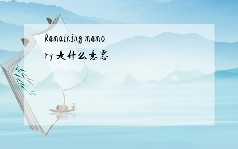 Remaining memory 是什么意思