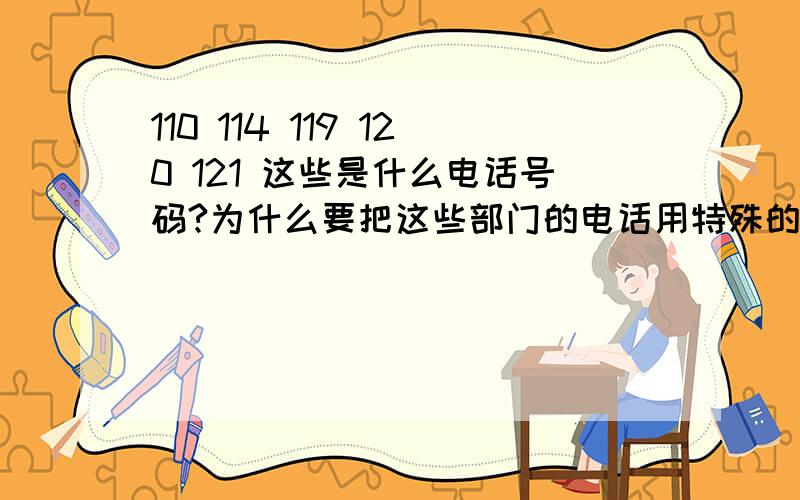 110 114 119 120 121 这些是什么电话号码?为什么要把这些部门的电话用特殊的数来编排?请各位网友速度回