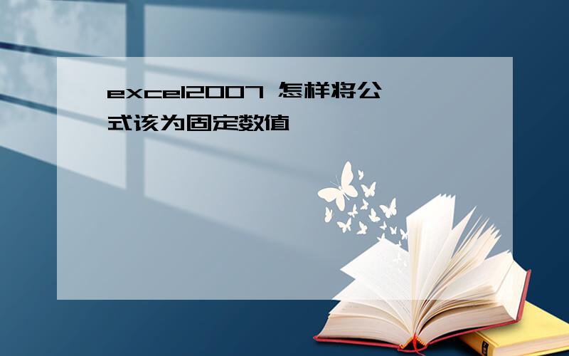 excel2007 怎样将公式该为固定数值