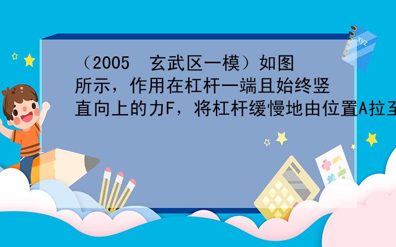 （2005•玄武区一模）如图所示，作用在杠杆一端且始终竖直向上的力F，将杠杆缓慢地由位置A拉至位置B，在这个过程中，力F