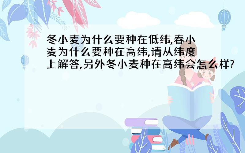 冬小麦为什么要种在低纬,春小麦为什么要种在高纬,请从纬度上解答,另外冬小麦种在高纬会怎么样?