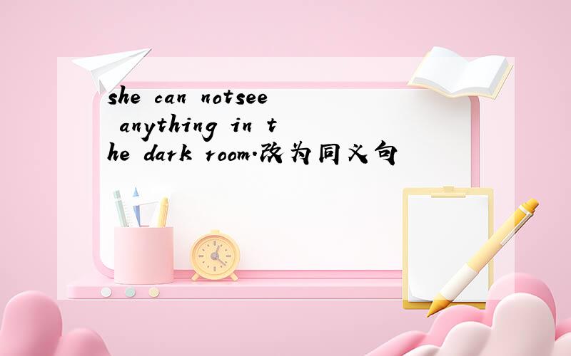 she can notsee anything in the dark room.改为同义句