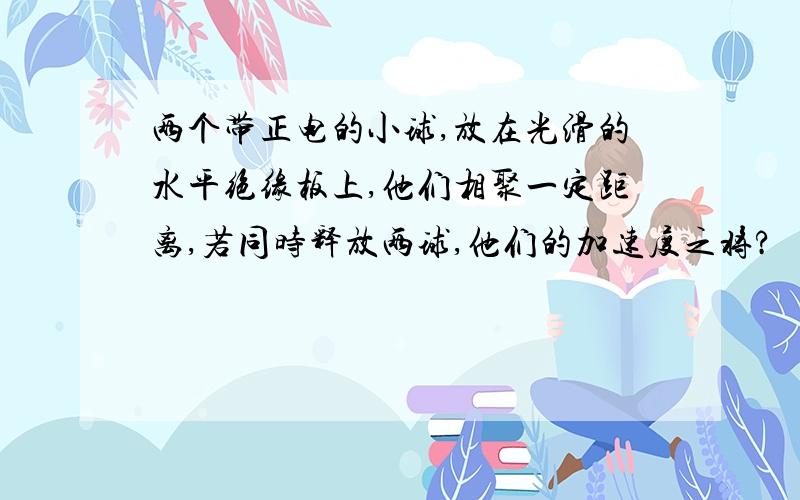 两个带正电的小球,放在光滑的水平绝缘板上,他们相聚一定距离,若同时释放两球,他们的加速度之将?