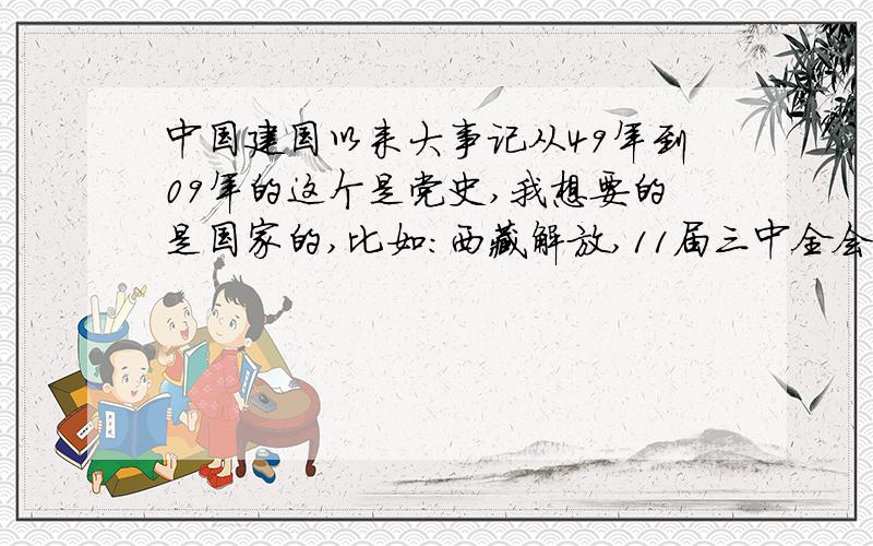 中国建国以来大事记从49年到09年的这个是党史,我想要的是国家的,比如：西藏解放,11届三中全会……还需要时间